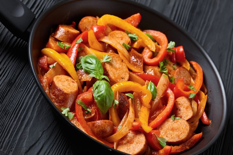 Sausage & Pepper Skillet with Frozen Sausage Links