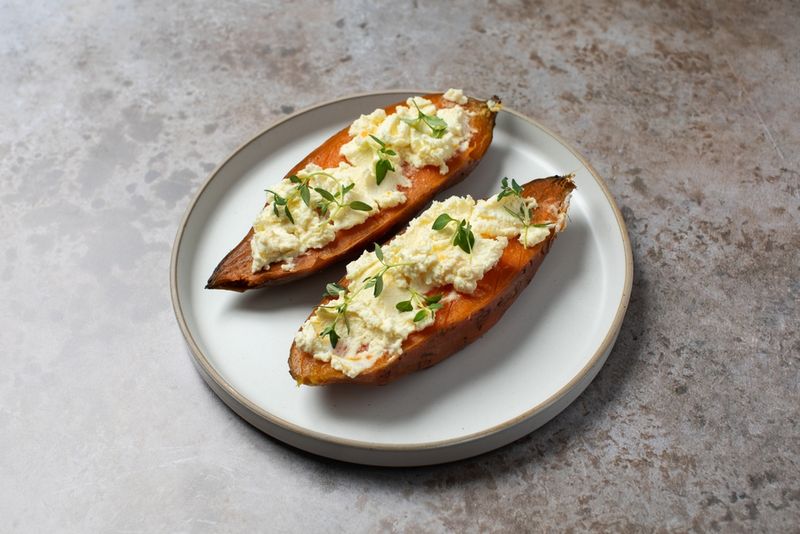 Sweet Potato Rounds with Goat Cheese
