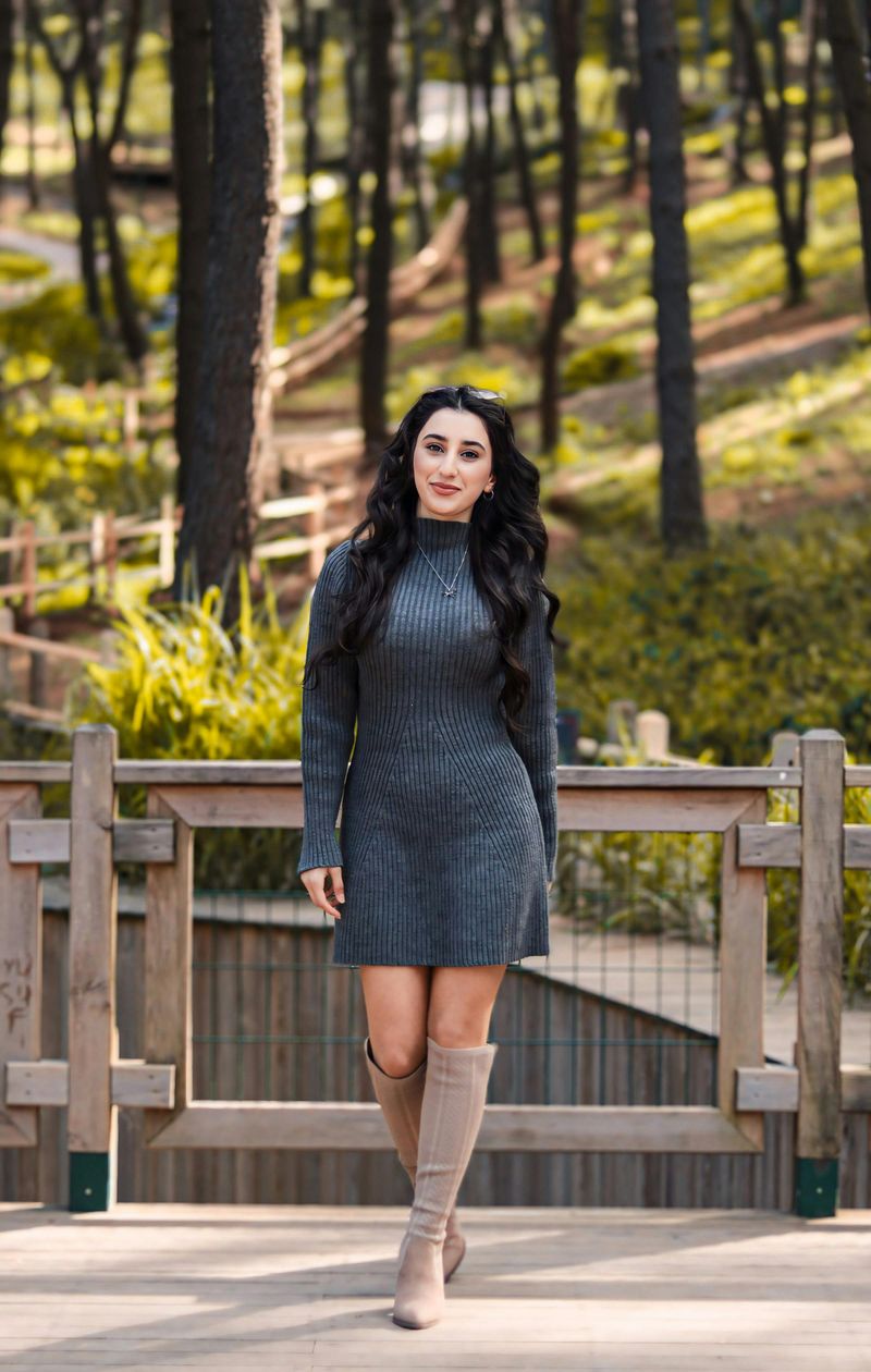 Try a Sweater Dress With Boots