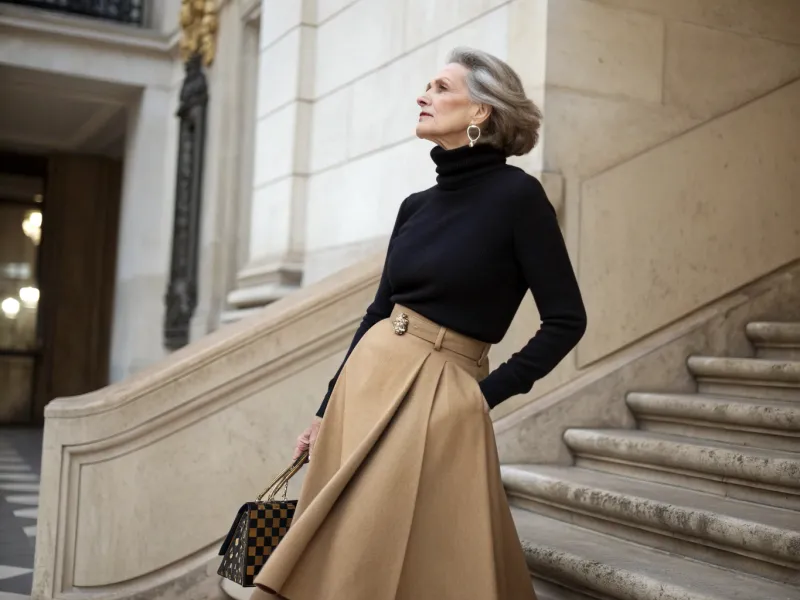 Turtleneck with Midi Skirt