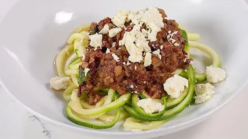 Zucchini-Noodle Ground Beef Bolognese