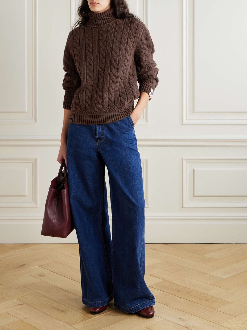 Bally Cable-Knit Wool Turtleneck Sweater