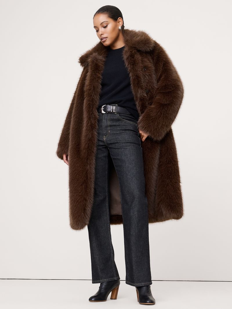 Banana Republic Faux-Fur Long Coat