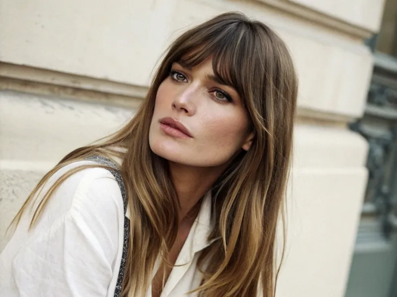 Birkin Bangs + Long, Straight Hair