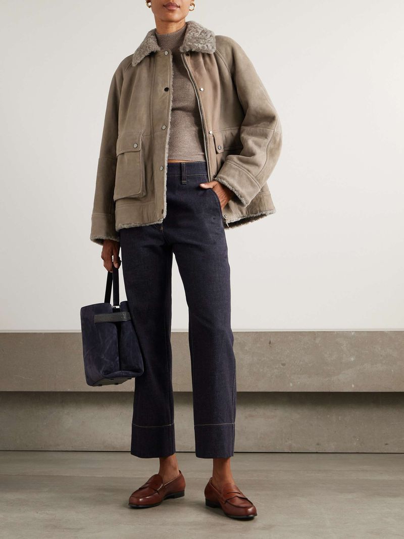 Brunello Cucinelli – Shearling-Trimmed Leather Jacket