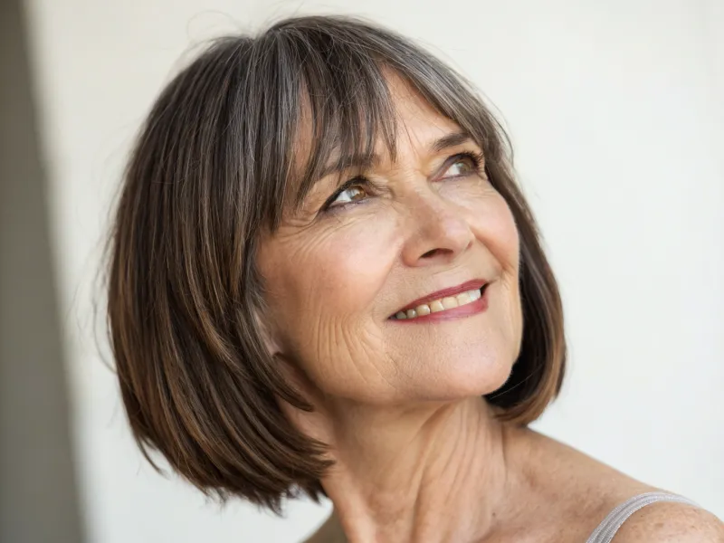 Chin-Length Bob with Curtain Bangs