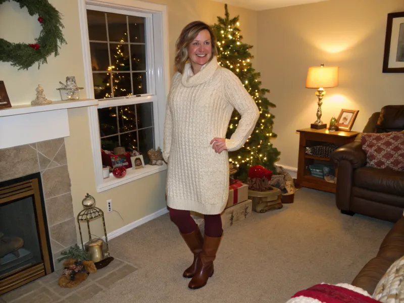 Cozy Sweater Dress with Ankle Boots