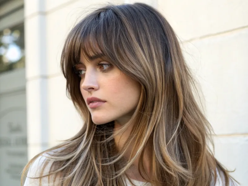 Curtain Bangs + Long Layers