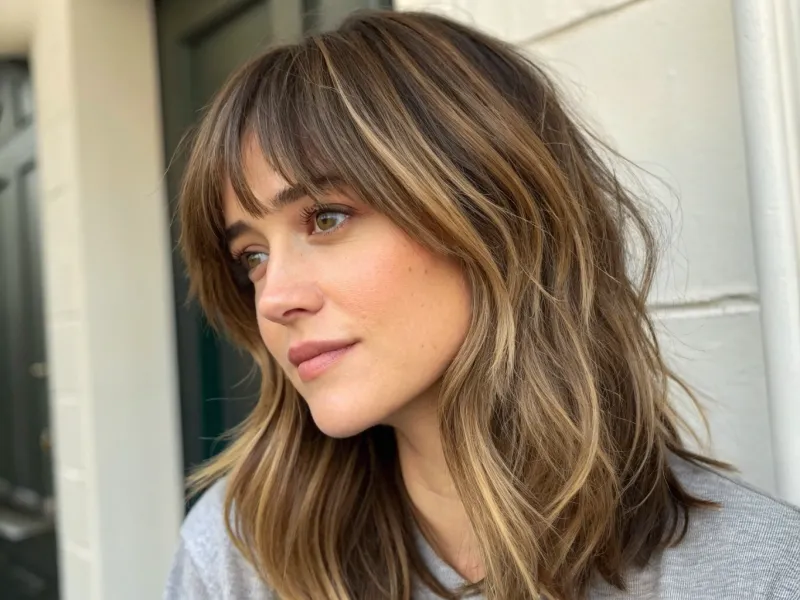 Curtain Bangs + Medium Cut