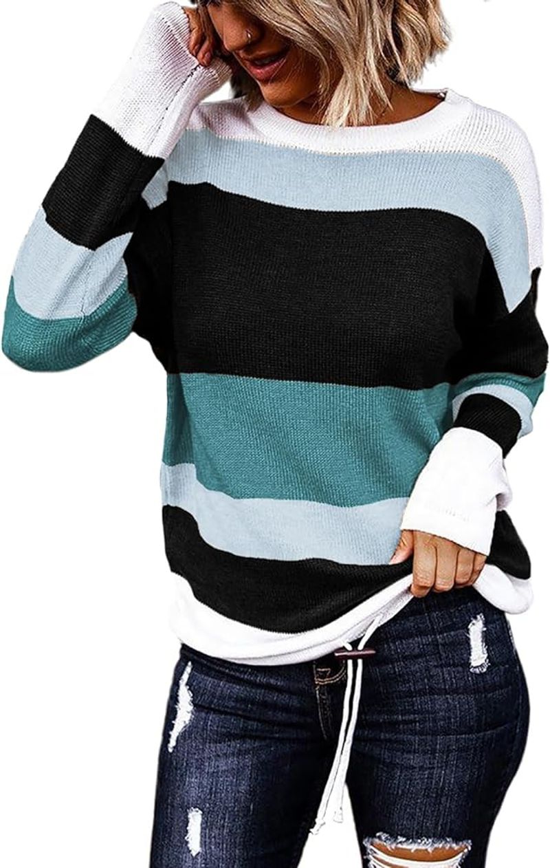 Dokotoo Striped Drawstring-Hem Sweater