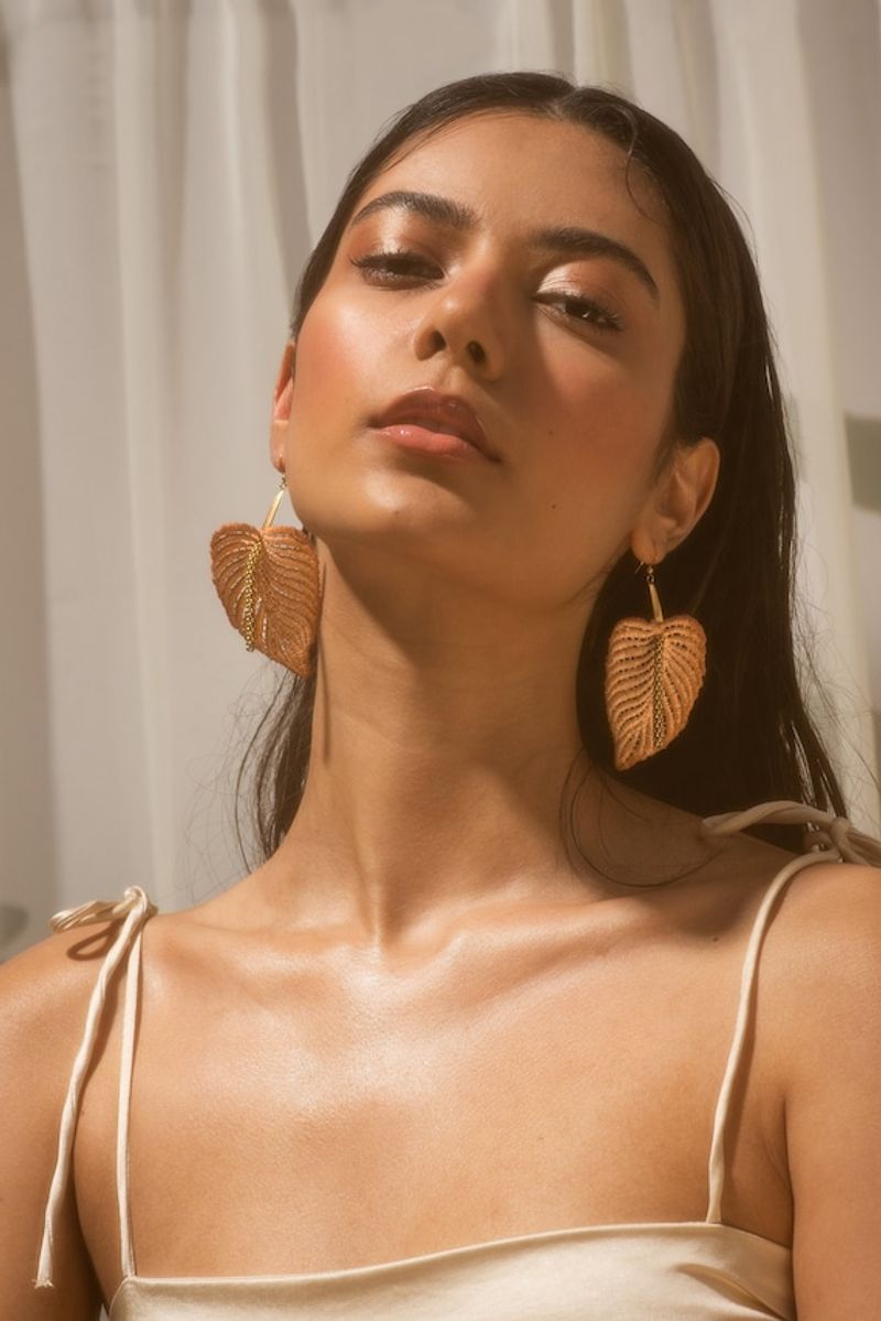 Etsy Chunky Gold Leaf Statement Earrings