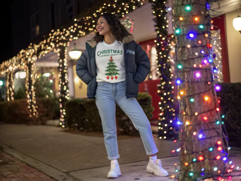 Graphic Holiday Tee with Mom Jeans