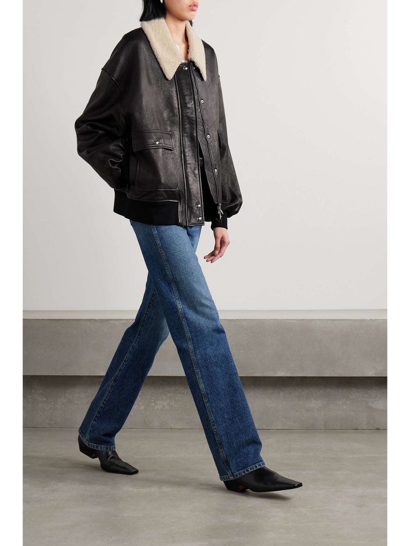 Khaite – Shearling-Trimmed Leather Jacket