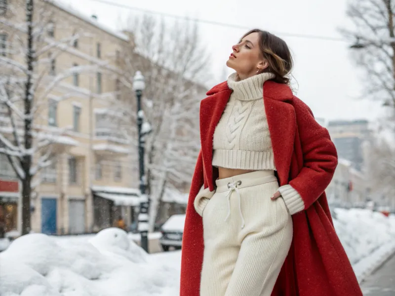 Knit Co-ord Set with Statement Coat