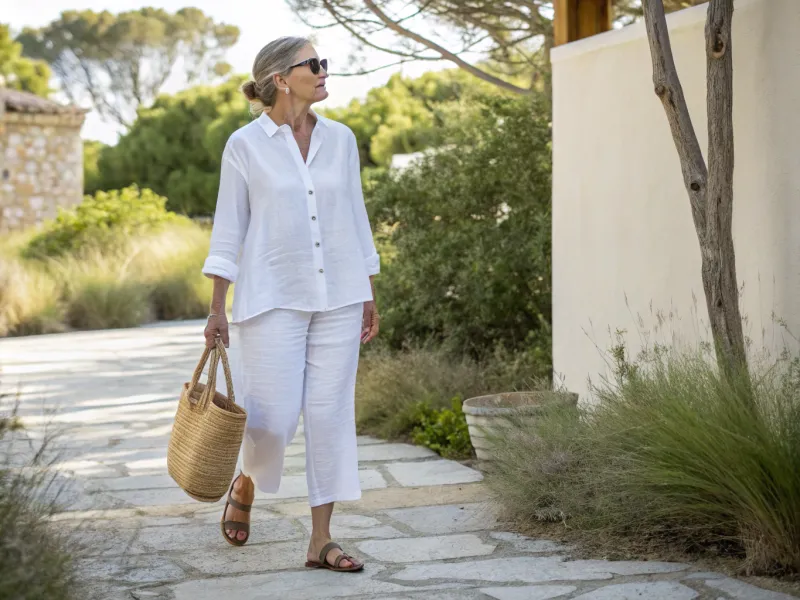 Linen Button-Up + White Pants