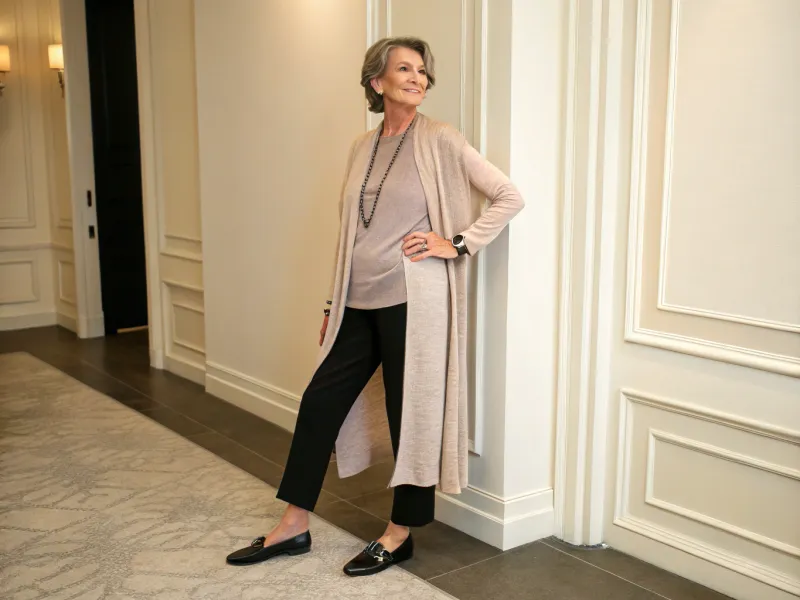 Long Cardigan + Slim Pants