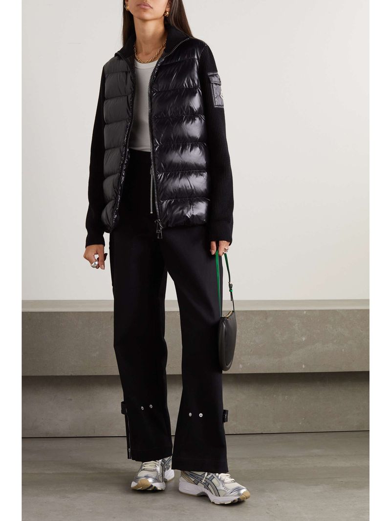 MONCLER Appliquéd Wool-Blend and Quilted Shell Down Jacket