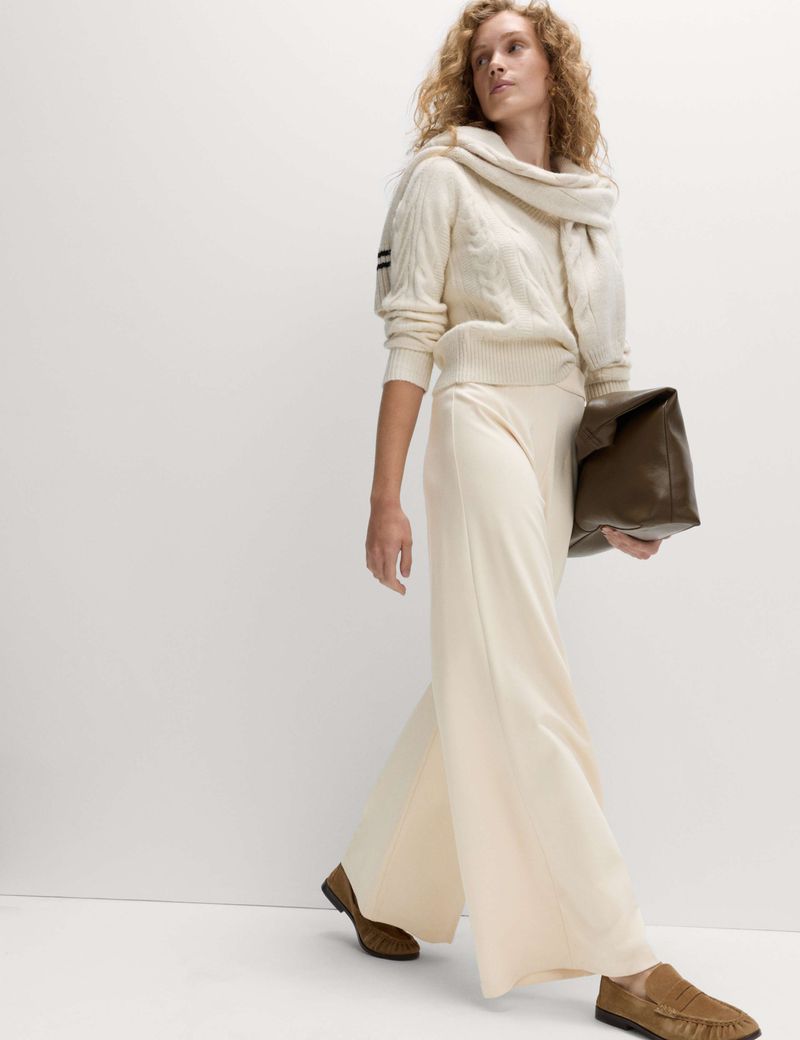 M&S Women's Jersey Wide-Leg Trousers with Stretch