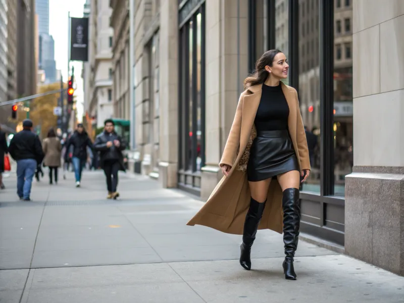 Mini Skirt + Knee-High Boots