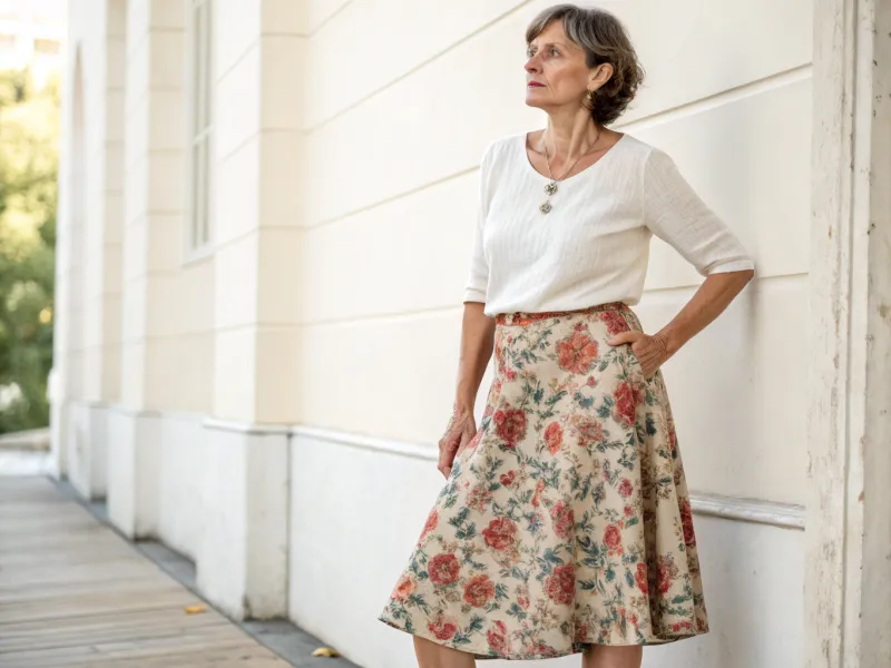 Overly Long Skirts With Dated Prints