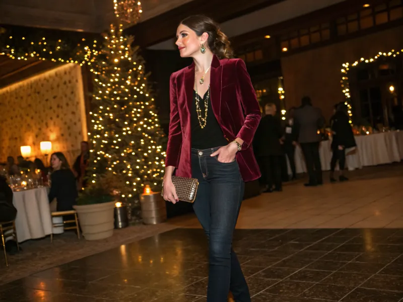 Pair Dark-Wash Jeans with a Tailored Blazer