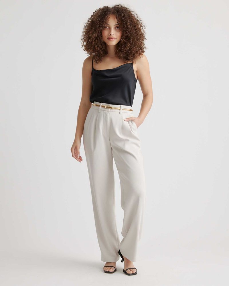 Quince Stretch Crepe Pleated Wide-Leg Pants
