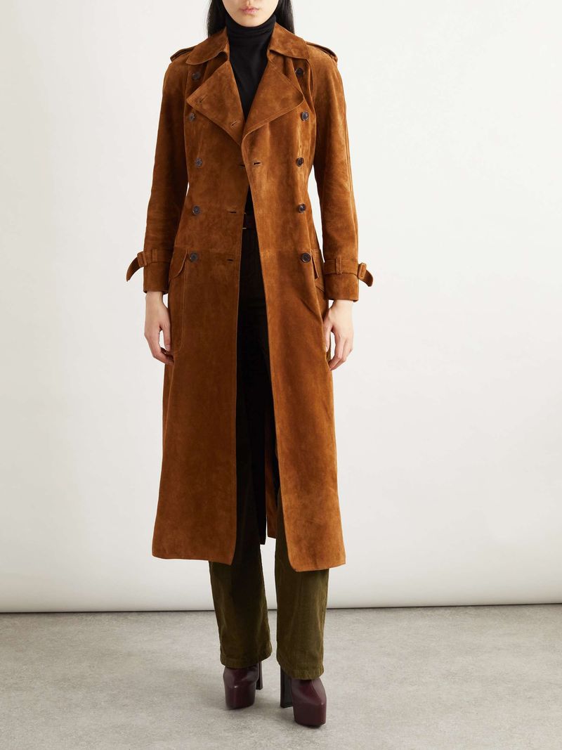SAINT LAURENT Suede Trench Coat
