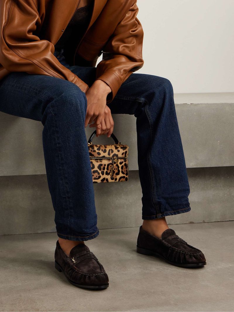 Saint Laurent Le Loafer Embellished Suede Loafers