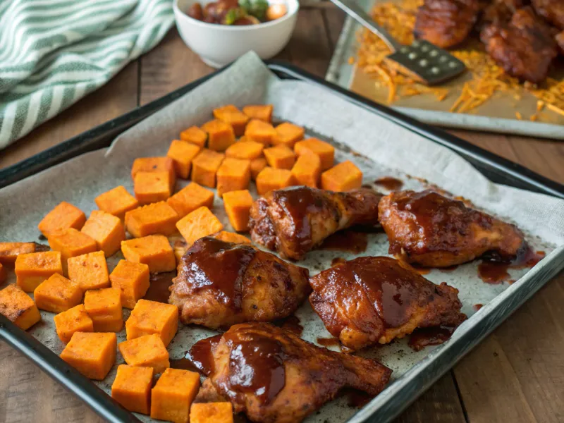 Sheet Pan BBQ Chicken with Sweet Potatoes