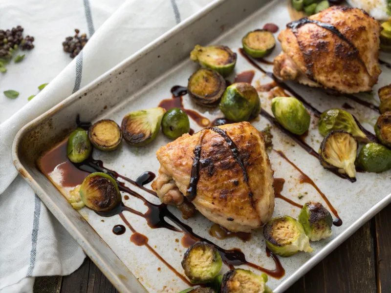 Sheet Pan Balsamic Chicken with Brussels Sprouts