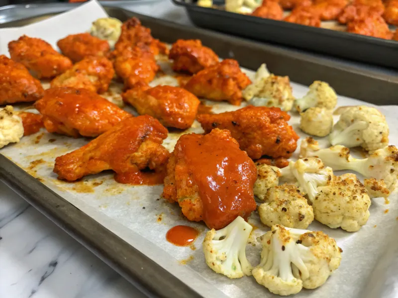 Sheet Pan Buffalo Chicken with Cauliflower