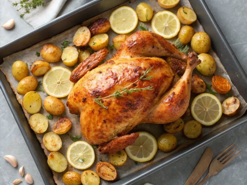 Sheet Pan Lemon Garlic Chicken & Potatoes