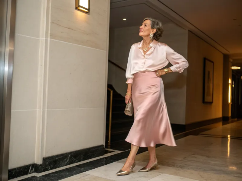 Silk Blouse + Midi Slip Skirt