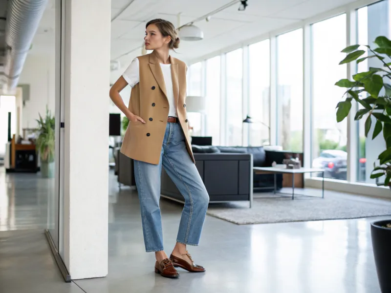 Structured Vest (Waistcoat) + Baggy Jeans