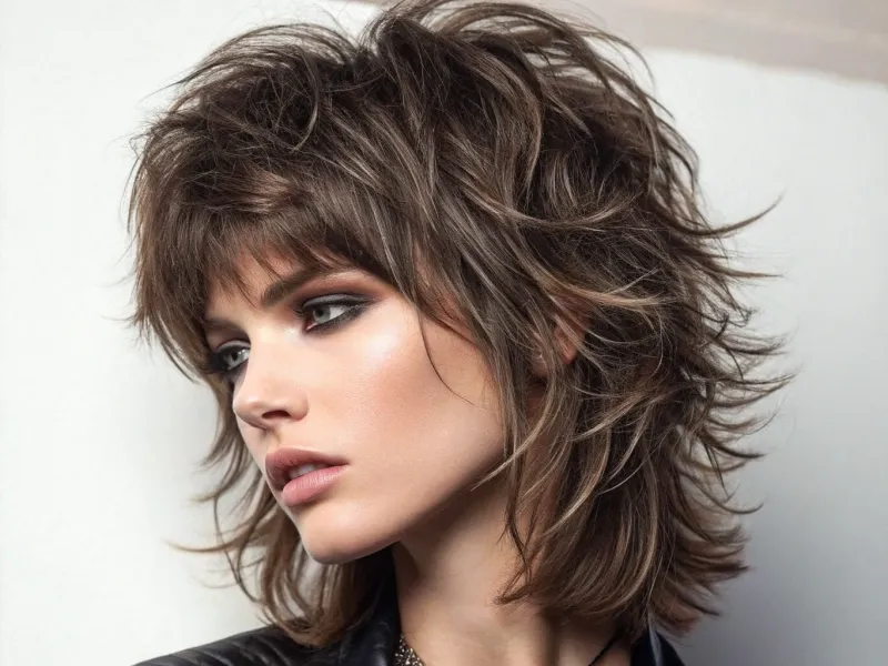Textured Bangs + Layered Wolf Cut