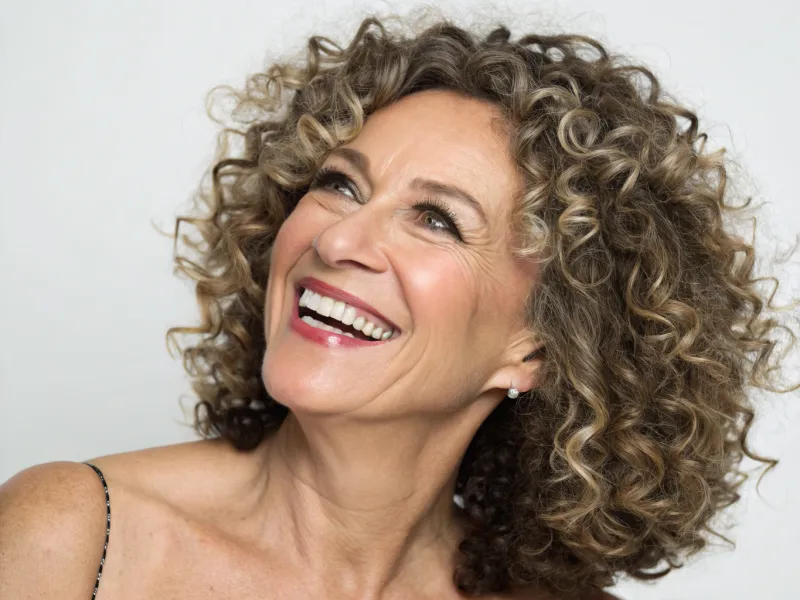 Voluminous Curls at Medium Length