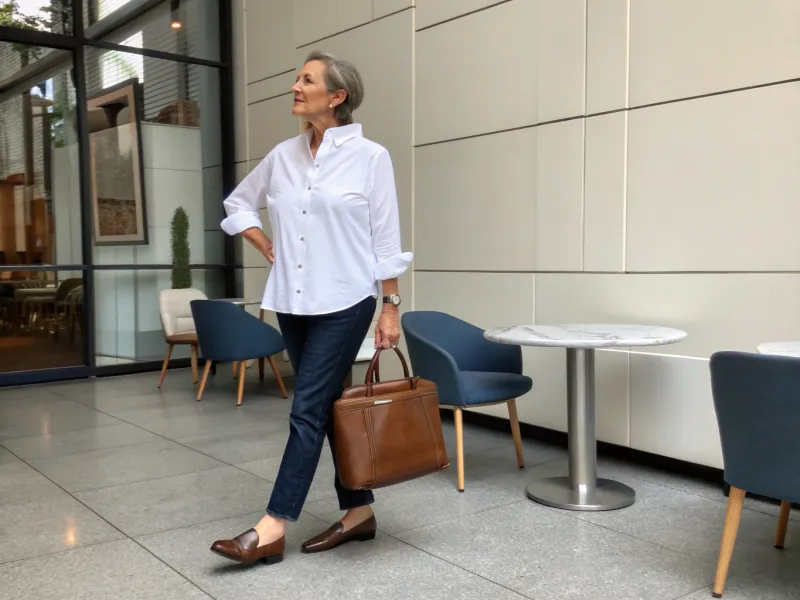 White Shirt + Dark Jeans + Loafers