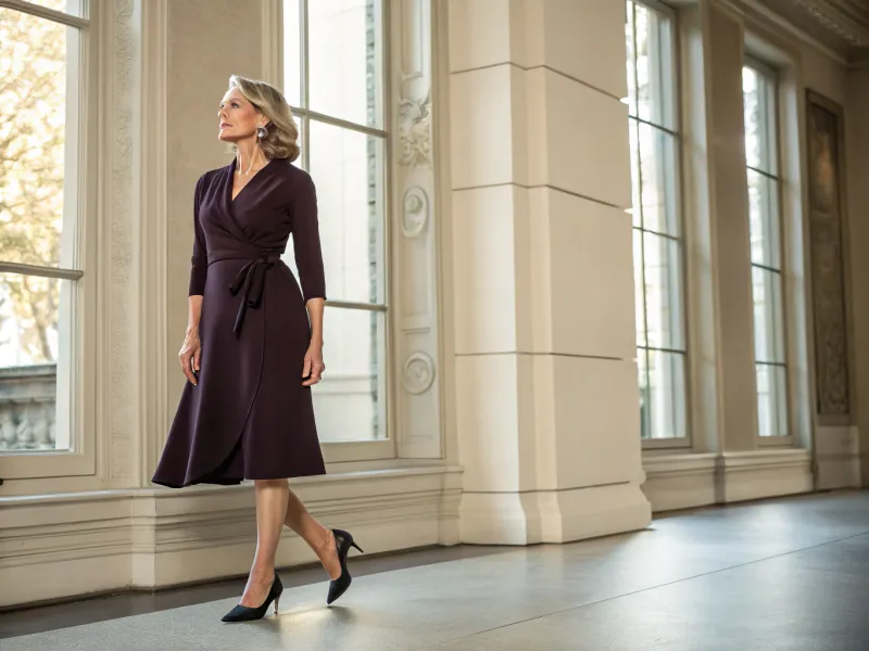 Wrap Dress + Low Heels