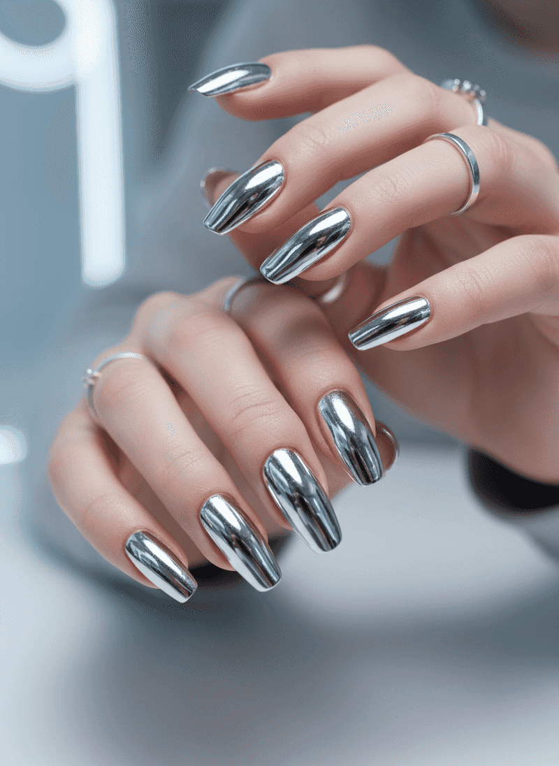 Liquid Chrome Mirror Nails