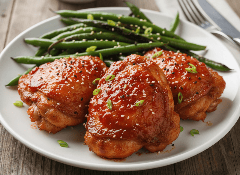 Gochujang Chicken Thighs with Blistered Green Beans