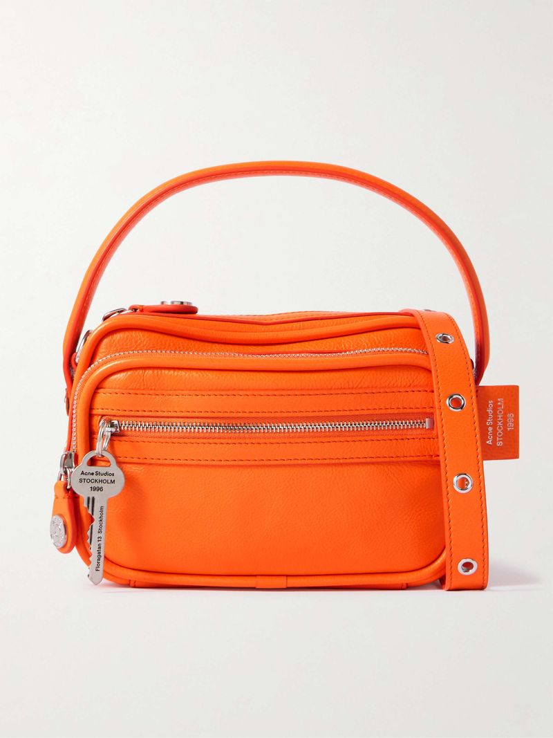 ACNE STUDIOS Embellished Textured-Leather Shoulder Bag