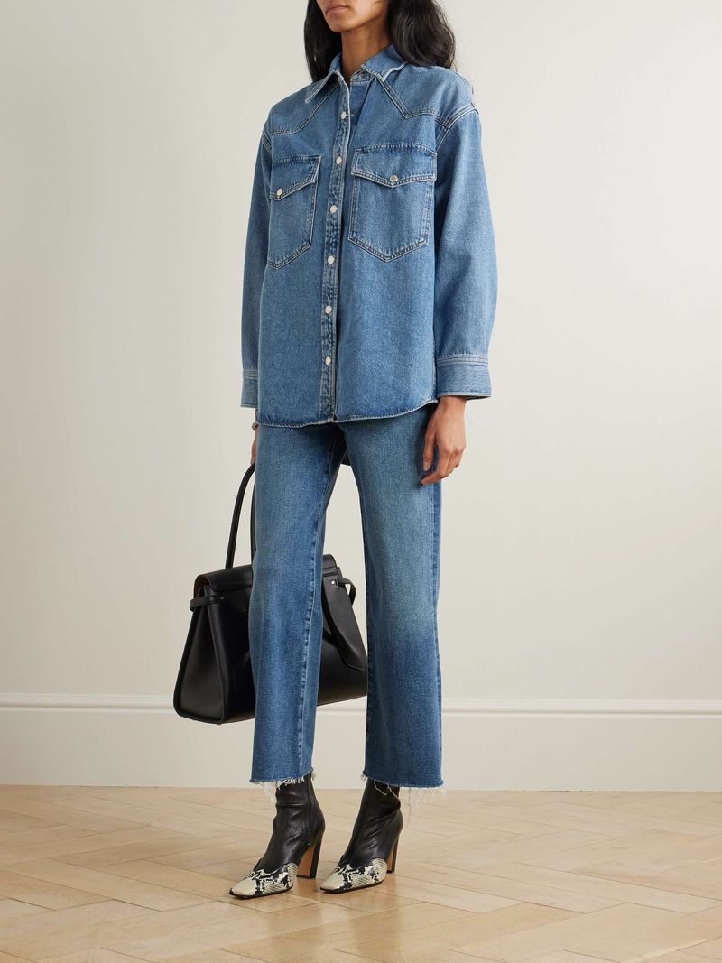 AGOLDE Harper Cropped Frayed Mid-Rise Jeans