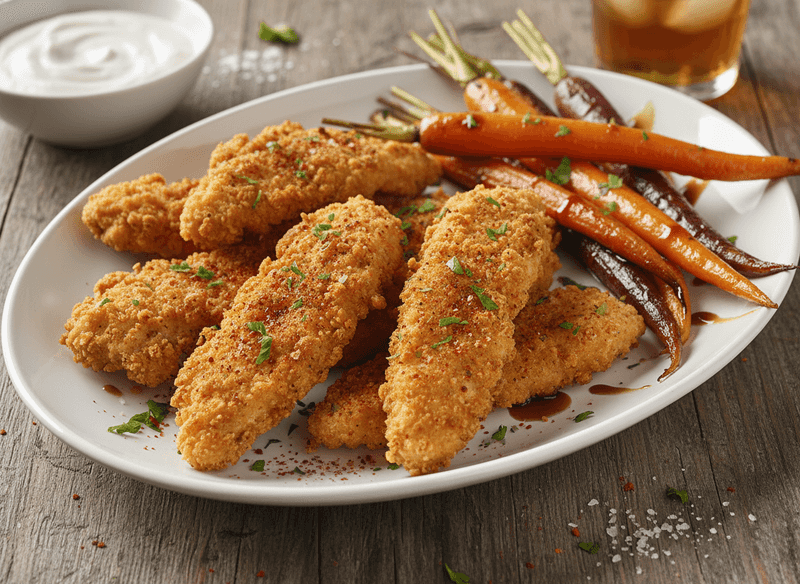 Harissa Chicken Tenders with Charred Carrots
