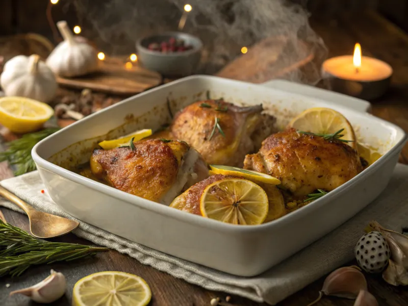 Baked Lemon Garlic Chicken Thighs