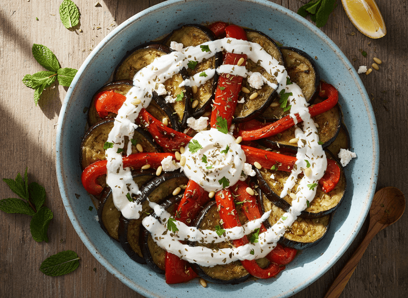 Eggplant & Red Pepper Moussaka-Style Bowl