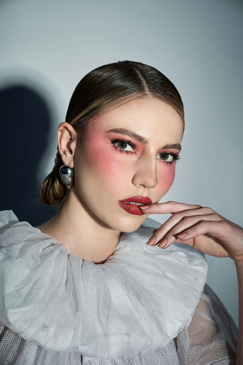 Blush Placed High and Swept Outward