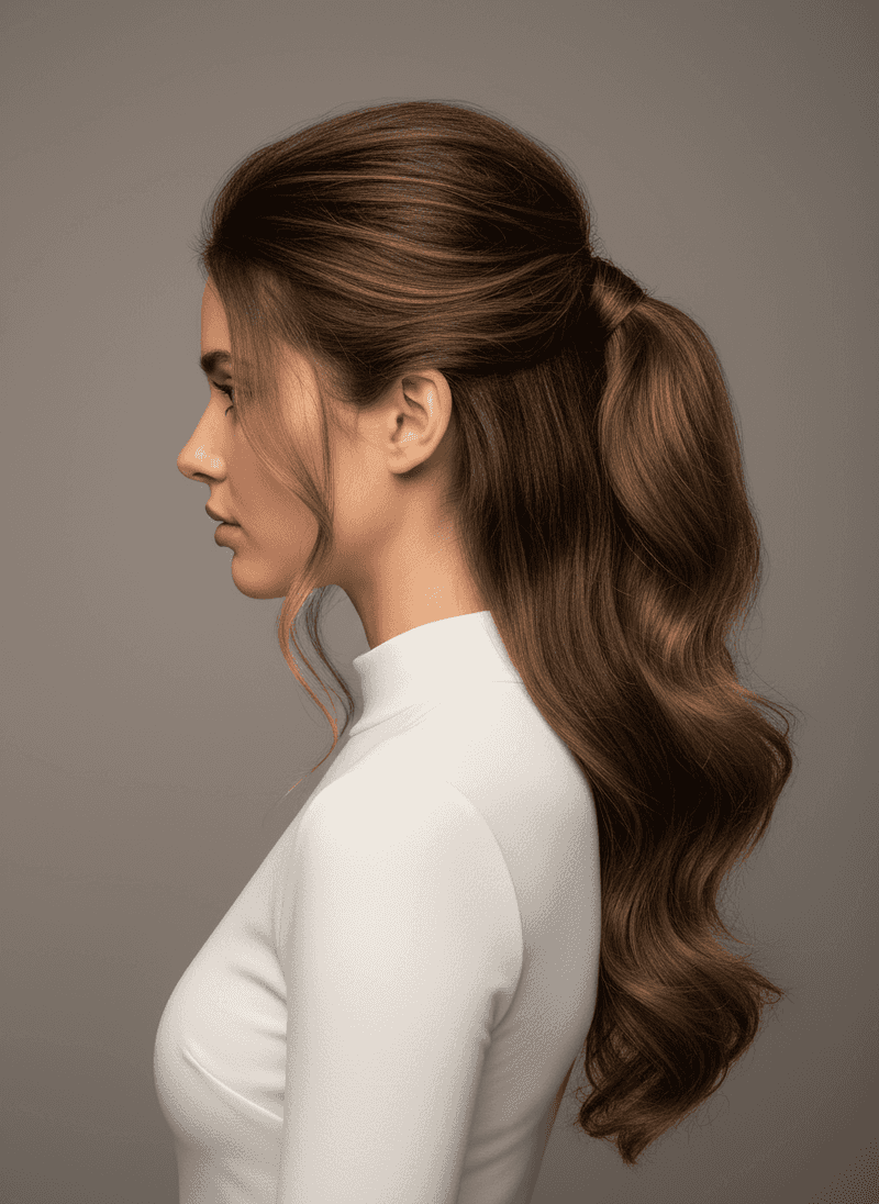 Classic Half-Up Pony (Slightly Lifted at the Crown)