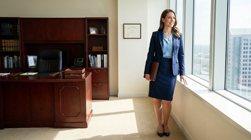 Coordinated Skirt Suit with a Light Neutral Blouse