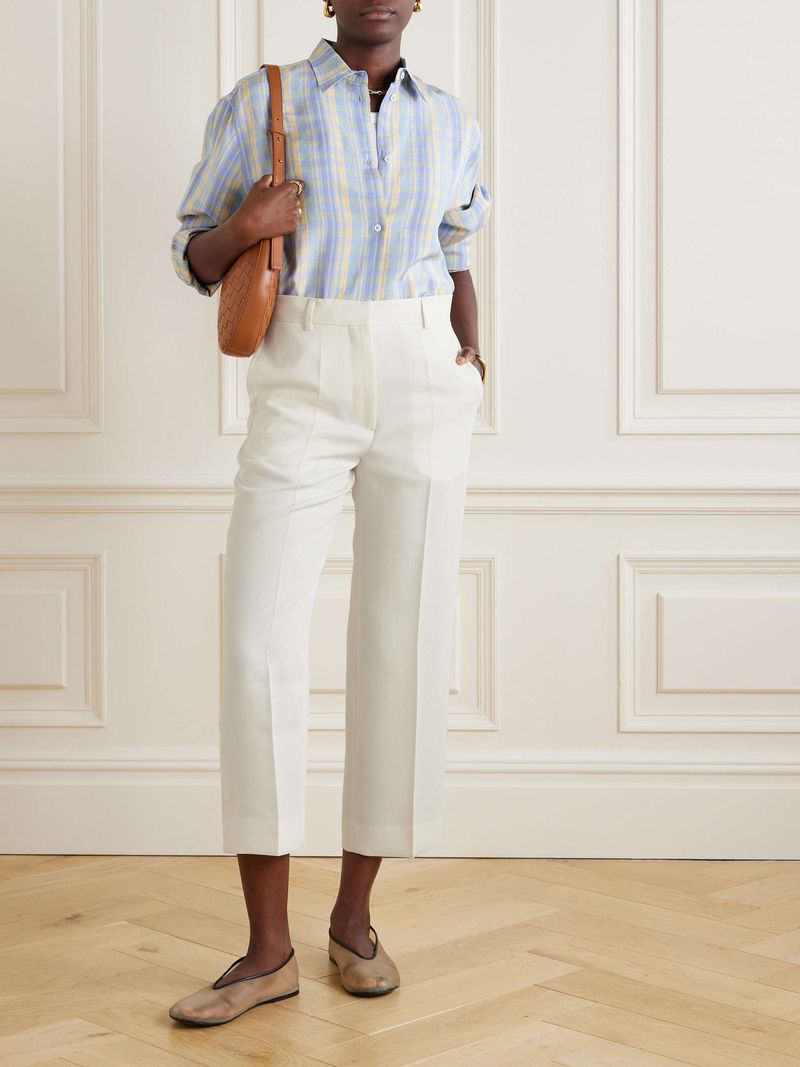 Cropped or Ankle-Length Tailored Trousers
