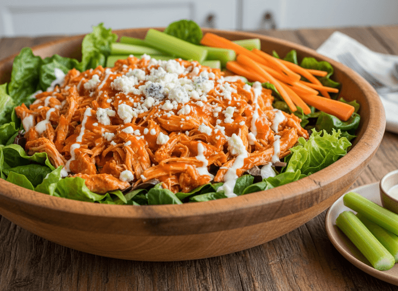 Buffalo Chicken Salad with Celery, Carrots & Blue Cheese Crumbles